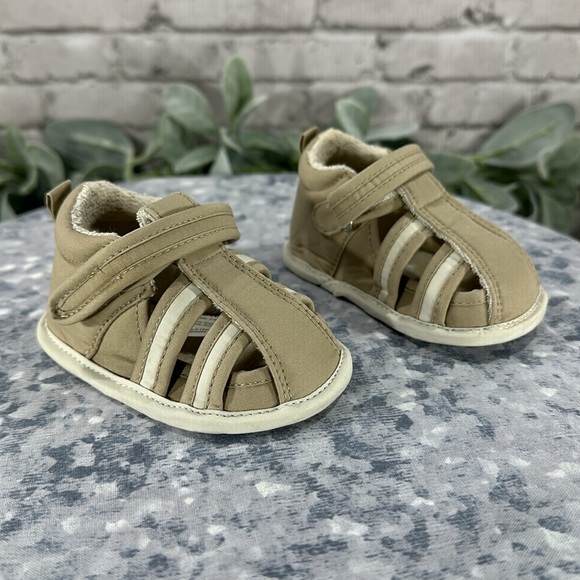 The Children’s Place - Tan Soft Fabric Strappy Comfort Sandals - Infant 0-6 mos. - Picture 9 of 9
